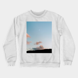 Pastel moody sunset clouds with a small moon Crewneck Sweatshirt